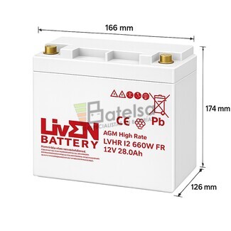Bater�a 12 Voltios 28 Amperios LVHR12-660W | Liven Battery